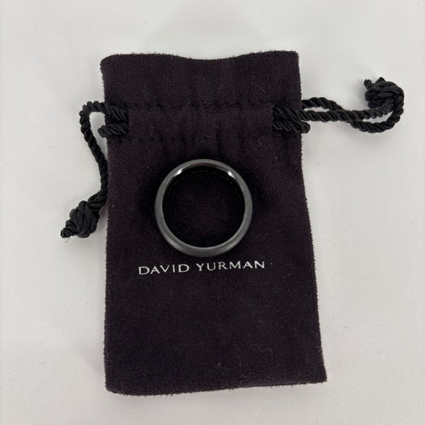 DAVID YURMAN BLACK TITANIUM AND STERLING SILVER ROYAL CORD WIDE BAND RING