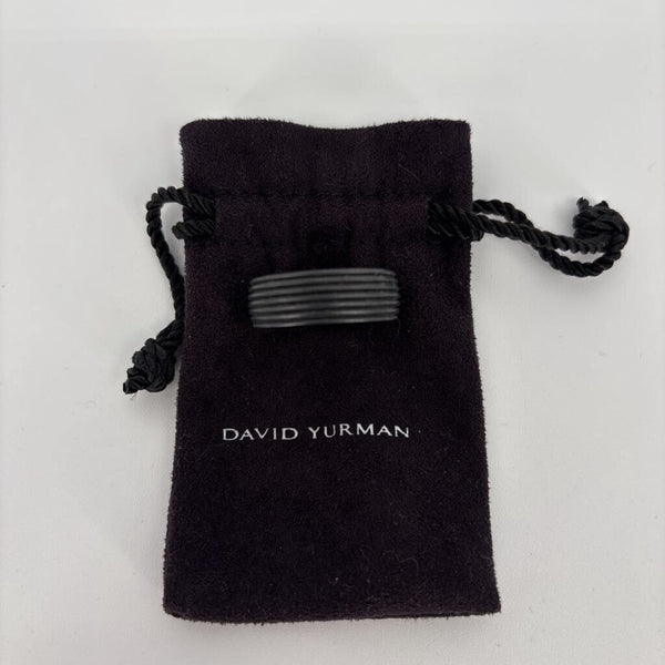 DAVID YURMAN BLACK TITANIUM AND STERLING SILVER ROYAL CORD WIDE BAND RING
