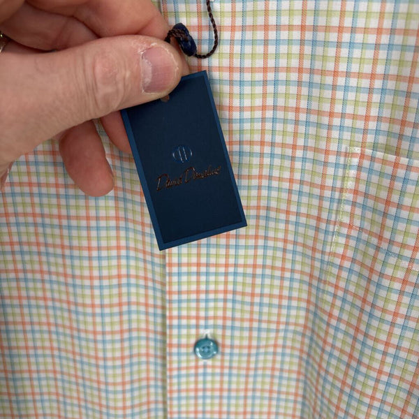 NWT DAVID DONAHUE GINGHAM BUTTON DOWN SHIRT