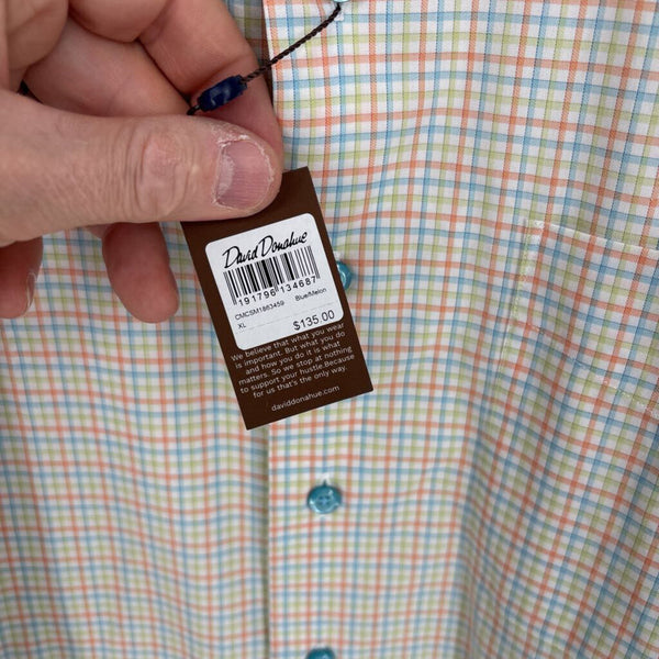 NWT DAVID DONAHUE GINGHAM BUTTON DOWN SHIRT