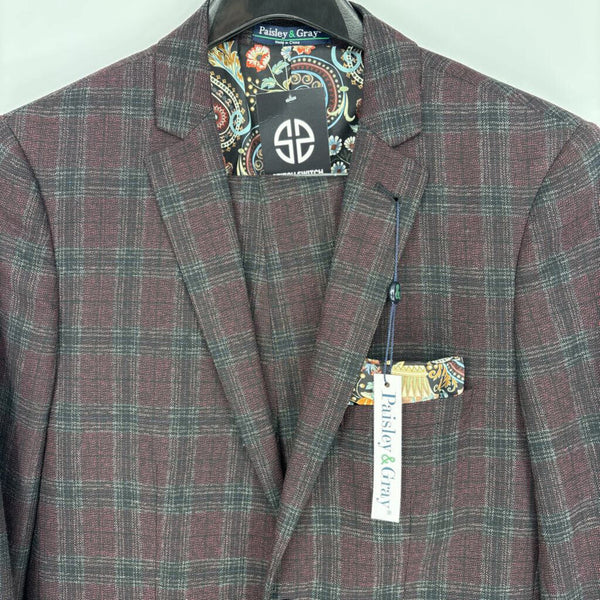 NWT PAISLEY & GRAY SLIM FIT PLAID SUIT