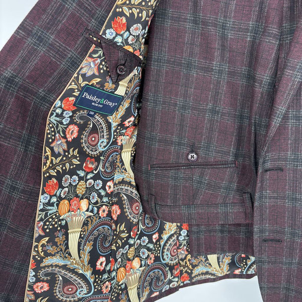 NWT PAISLEY & GRAY SLIM FIT PLAID SUIT