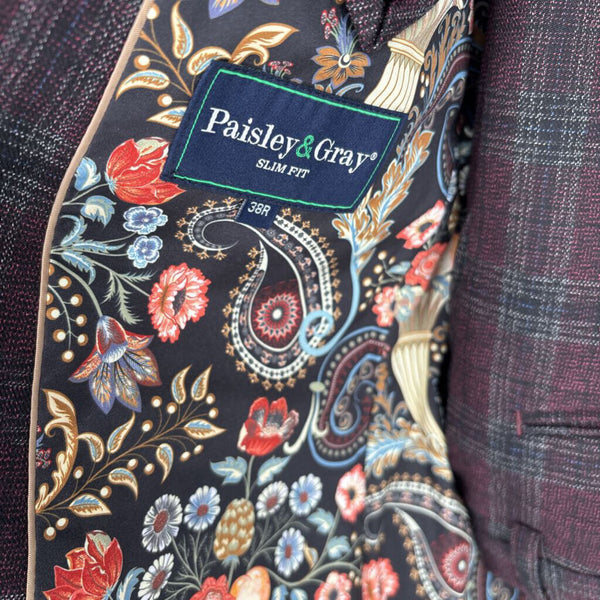 NWT PAISLEY & GRAY SLIM FIT PLAID SUIT