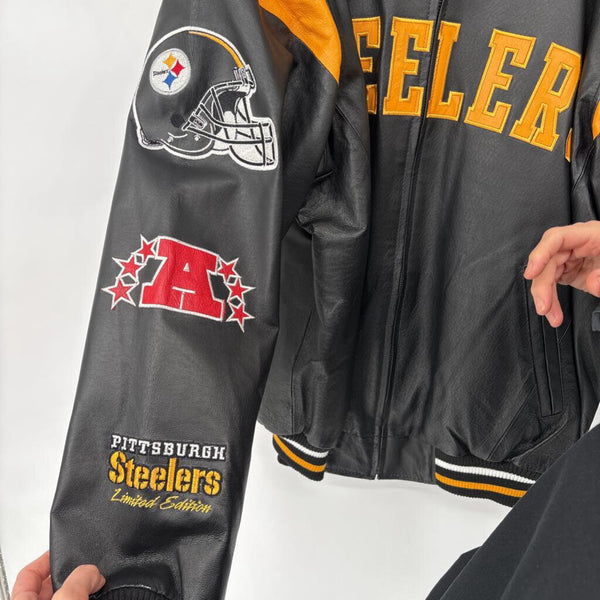 NFL PITTSBURGH STEELERS 6 -TIME SUPER BOWL CHAMPIONS LEATHER JACKET