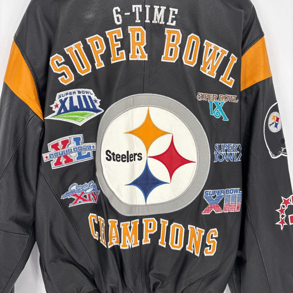 NFL PITTSBURGH STEELERS 6 -TIME SUPER BOWL CHAMPIONS LEATHER JACKET