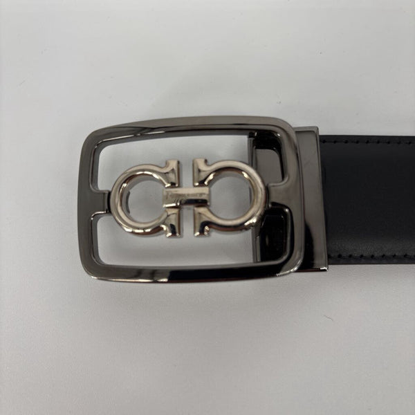 FERRAGAMO LEATHER BELT SILVER BUCKLE