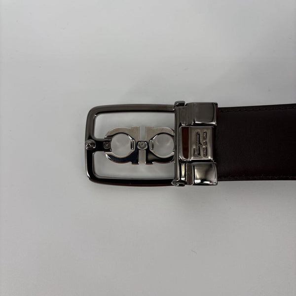 FERRAGAMO LEATHER BELT SILVER BUCKLE