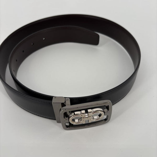 FERRAGAMO LEATHER BELT SILVER BUCKLE