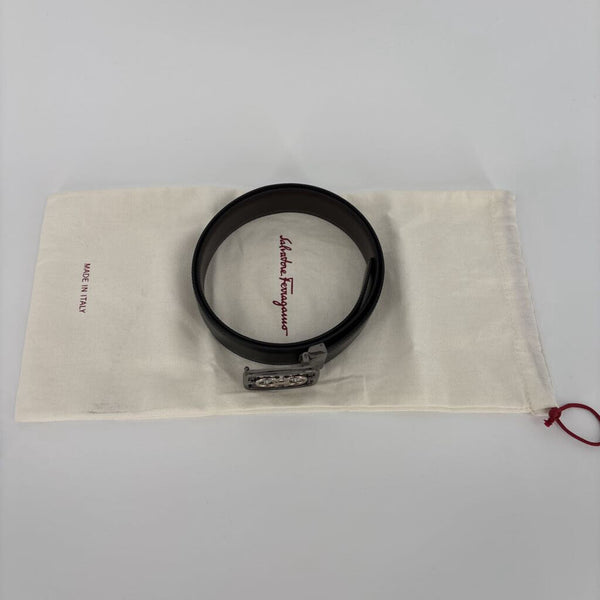 FERRAGAMO LEATHER BELT SILVER BUCKLE