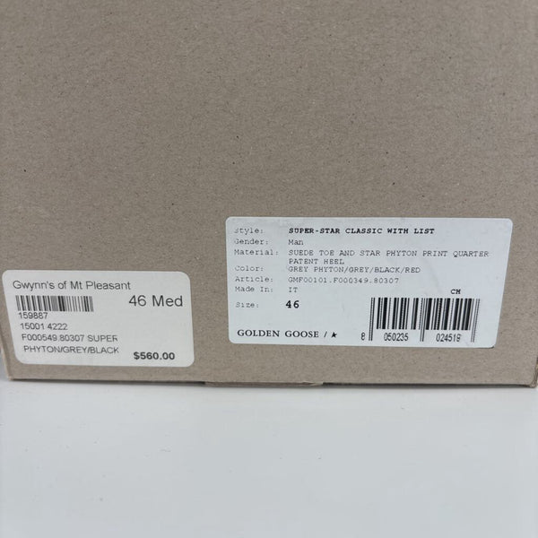 GOLDEN GOOSE SUPER-STAR CLASSIC SUEDE TOE AND PYTHON PRINT QUARTER PATENT HEEL