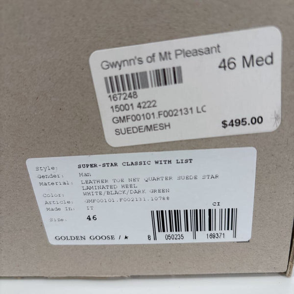 NWB GOLDEN GOOSE SUPER-STAR CLASSIC LEATHER TOE QTR SUEDE STAR LAMINATED HEEL