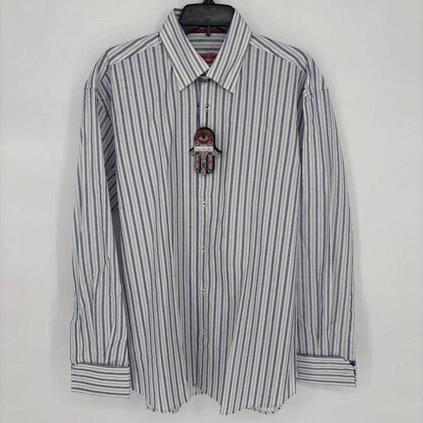 LUCHIANO VISCONTI BLACK STRIPED FRENCH CUFF SHIRT