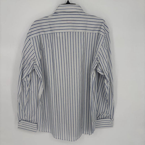 LUCHIANO VISCONTI BLACK STRIPED FRENCH CUFF SHIRT