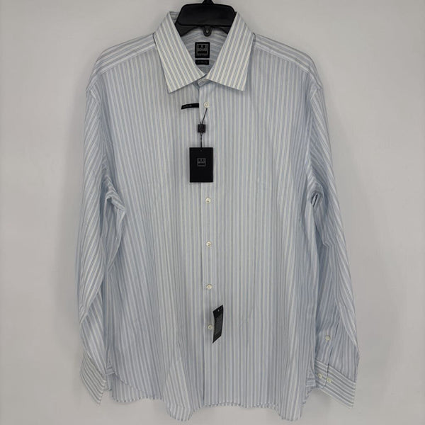 NWT IKE BEHAR 120'S TWO PLY STRIPED DRESS SHIRT