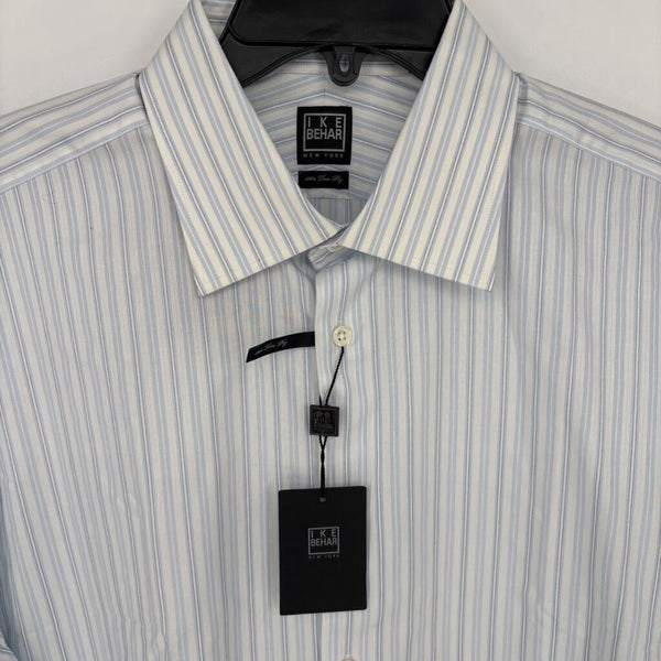 NWT IKE BEHAR 120'S TWO PLY STRIPED DRESS SHIRT