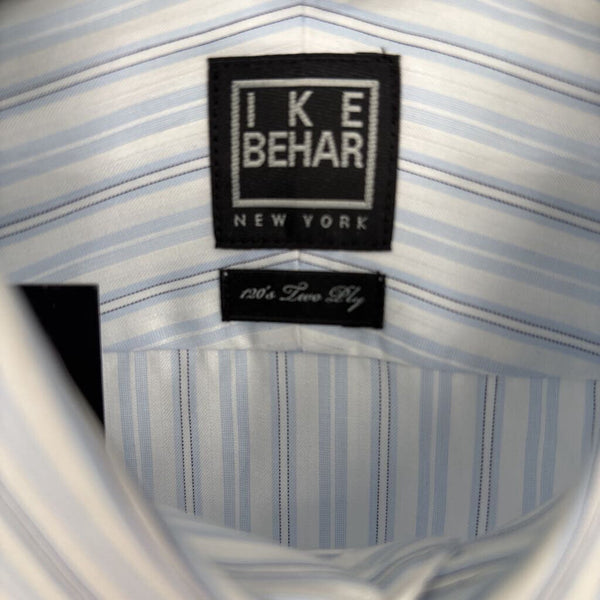 NWT IKE BEHAR 120'S TWO PLY STRIPED DRESS SHIRT