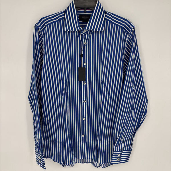 NWT DUCHAMP STRIPED TAILORED FIT DRESS SHIRT