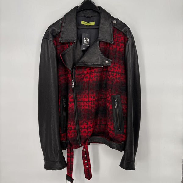 VINTAGE VERSACE JEANS PLAID LEATHER JACKET