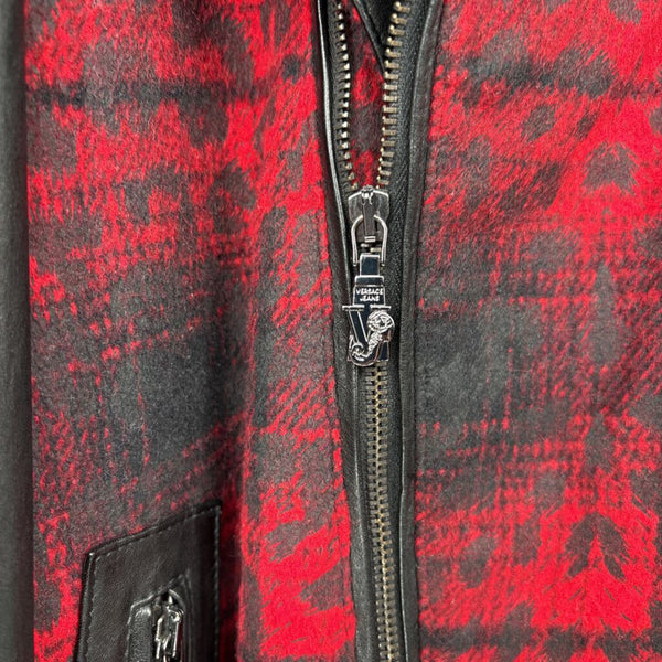 VINTAGE VERSACE JEANS PLAID LEATHER JACKET