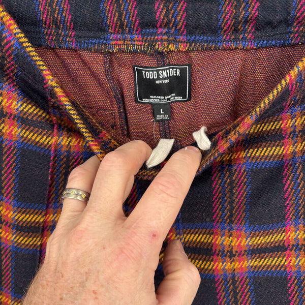 TODD SNYDER WOOL BLEND PLAID ELASTIC WAIST PANTS