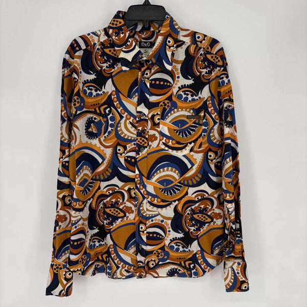 DOLCE & GABANNA ABSTRACT BUTTON DOWN SHIRT