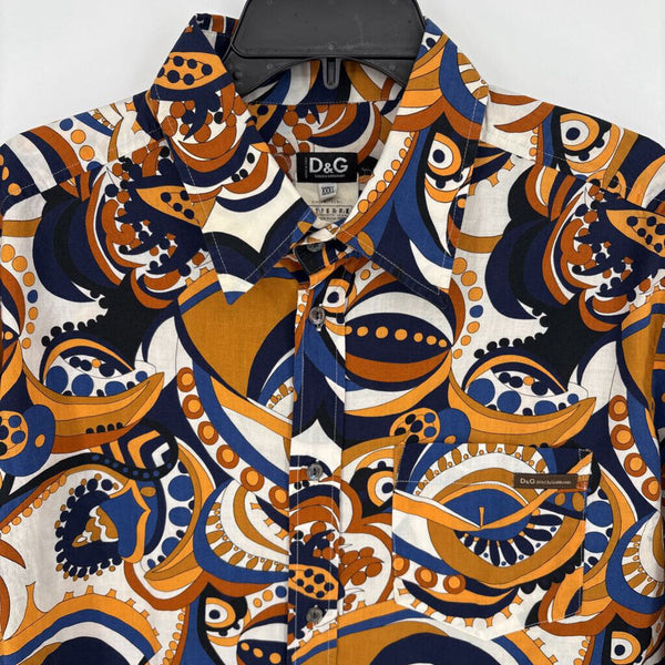 DOLCE & GABANNA ABSTRACT BUTTON DOWN SHIRT
