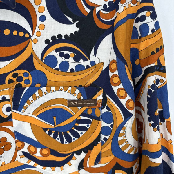 DOLCE & GABANNA ABSTRACT BUTTON DOWN SHIRT
