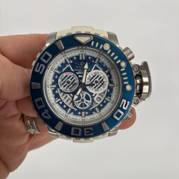 Invicta Sea Hunter Stainless Steel Quartz Watch with Polyurethane Strap, Model 18828