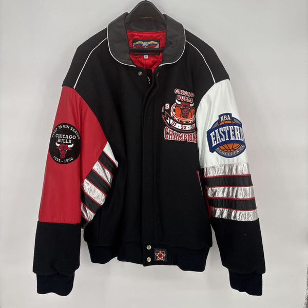 VINTAGE JEFF HAMILTON 1996 NBA CHAMPIONS CHICAGO BULLS WOOL AND LEATHER JACKET