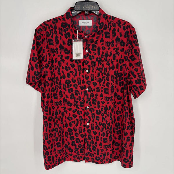OVADIA & SONS RED LEOPARD CAMP SHIRT