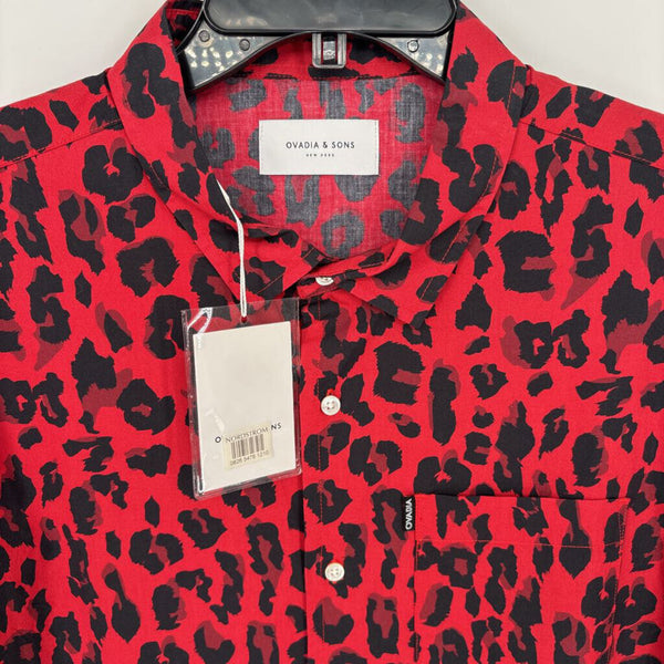 OVADIA & SONS RED LEOPARD CAMP SHIRT