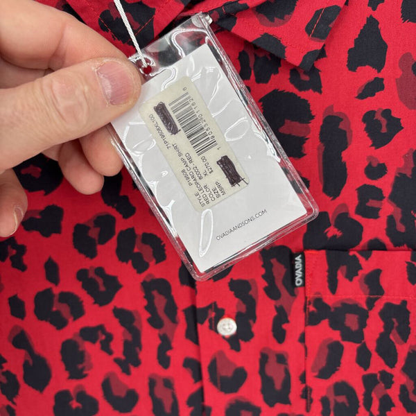 OVADIA & SONS RED LEOPARD CAMP SHIRT