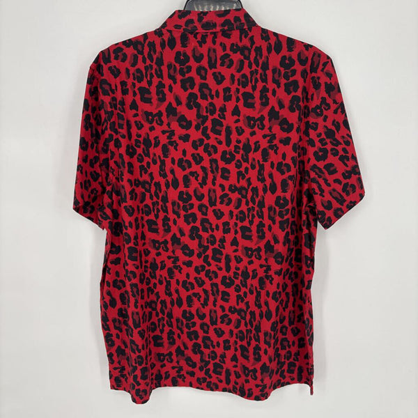 OVADIA & SONS RED LEOPARD CAMP SHIRT