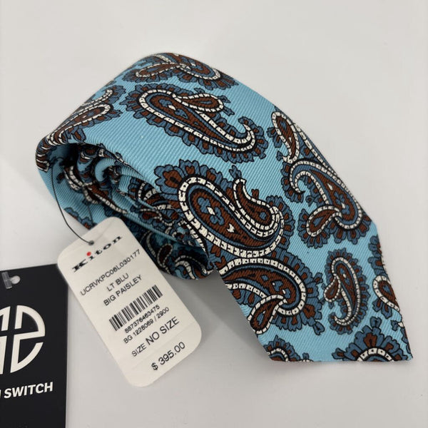 KITON NAPOLI BIG PAISLEY 7 FOLD SILK TIE (RETAIL $395)