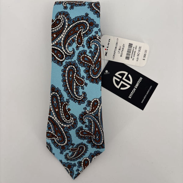KITON NAPOLI BIG PAISLEY 7 FOLD SILK TIE (RETAIL $395)