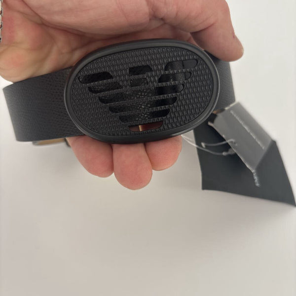 EMORIO ARMANI CINTURA VITELLSO STAMPATO PALME PLATE BELT