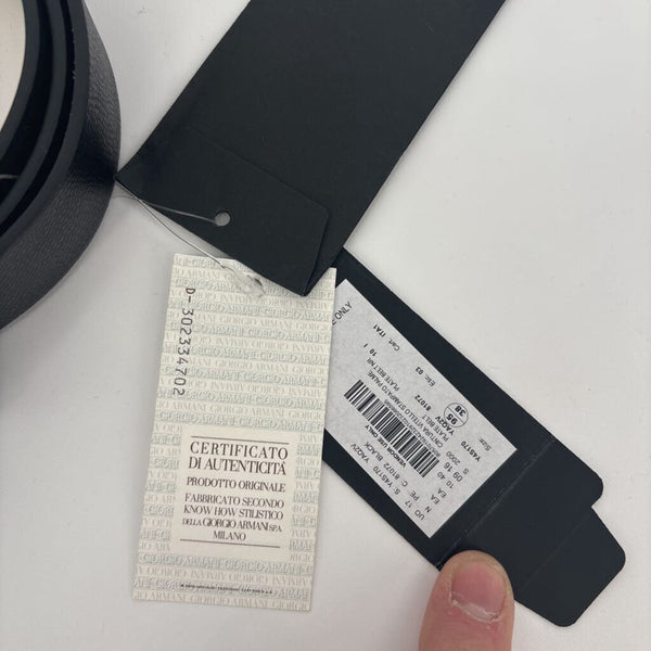 EMORIO ARMANI CINTURA VITELLSO STAMPATO PALME PLATE BELT