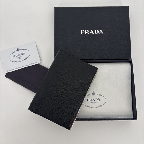 PRADA SAFFIANO METAL NERO BI-FOLD WALLET