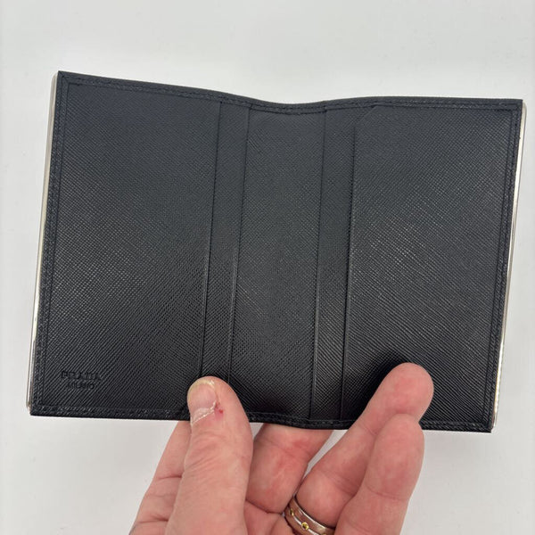 PRADA SAFFIANO METAL NERO BI-FOLD WALLET