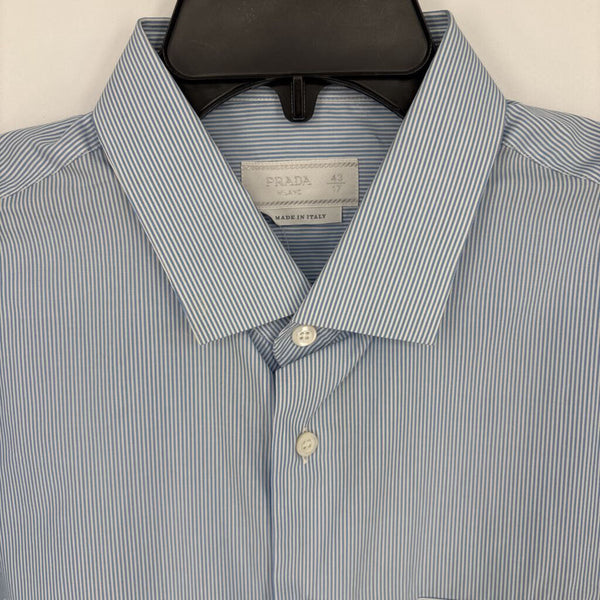 PRADA CAMICIA GESSATO STRIPED DRESS SHIRT (RETAIL $270)