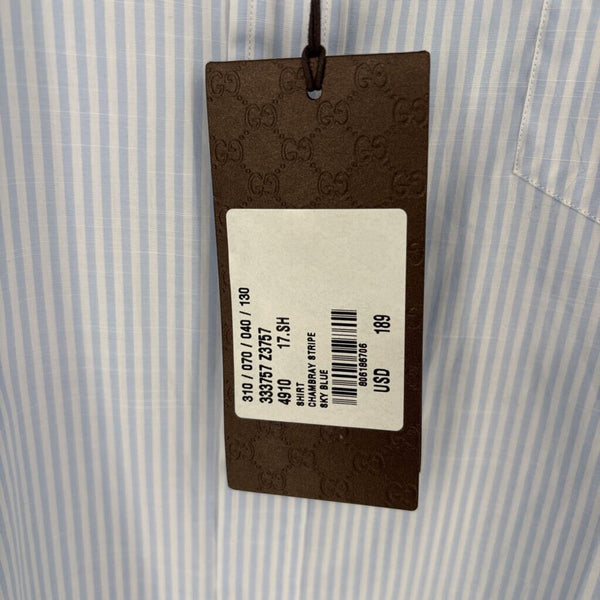 GUCCI CLASSIC CHAMBRAY STRIPE DRESS SHIRT