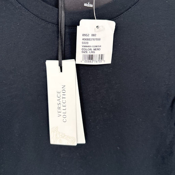 VERSACE COLLECTION EMBROIDERED HALF MEDUSA LONG SLEEVE T-SHIRT