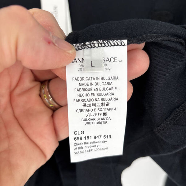 VERSACE COLLECTION EMBROIDERED HALF MEDUSA LONG SLEEVE T-SHIRT