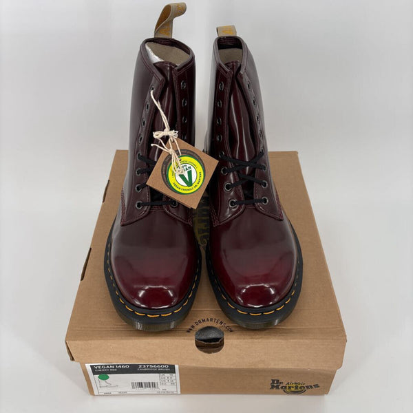 DR. MARTENS VEGAN CHERRY RED CAMBRIDGE BRUSH BOOTS