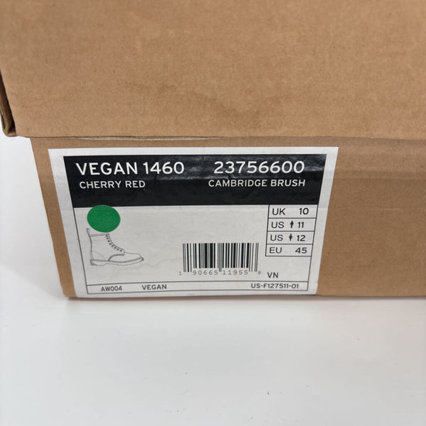 DR. MARTENS VEGAN CHERRY RED CAMBRIDGE BRUSH BOOTS