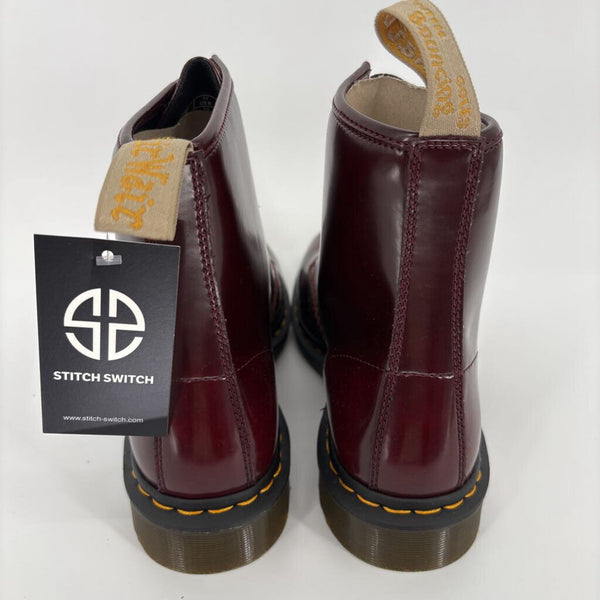 DR. MARTENS VEGAN CHERRY RED CAMBRIDGE BRUSH BOOTS