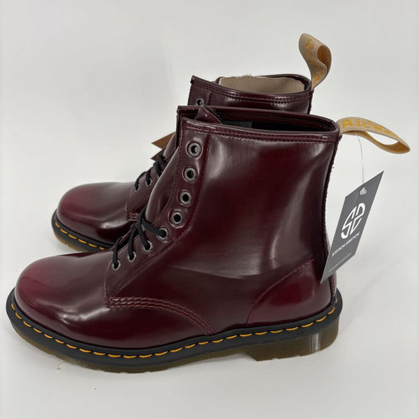 DR. MARTENS VEGAN CHERRY RED CAMBRIDGE BRUSH BOOTS