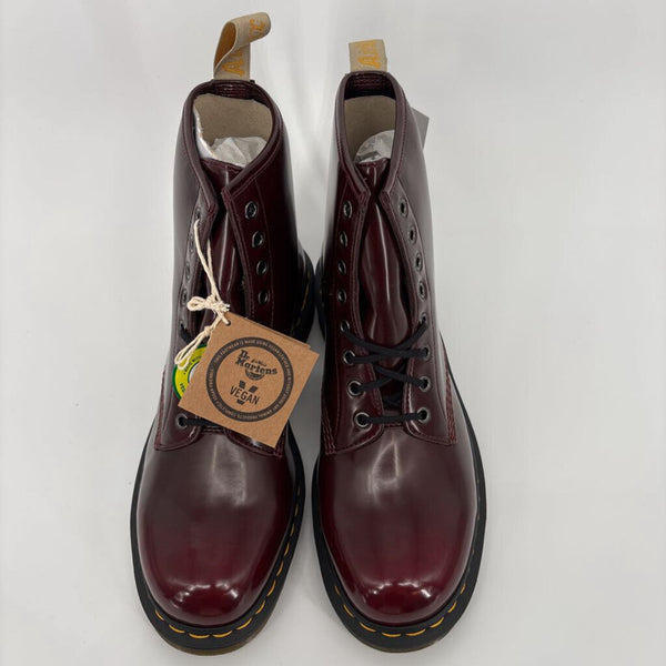 DR. MARTENS VEGAN CHERRY RED CAMBRIDGE BRUSH BOOTS